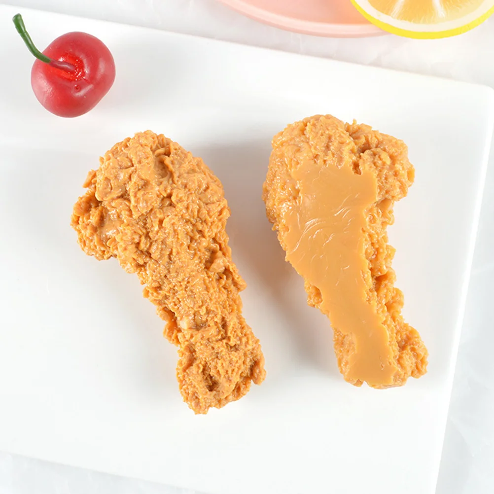 

2 Pcs Artificial Chicken Drumstick DIY Fridge Magnet Accessories Fake Food Decor