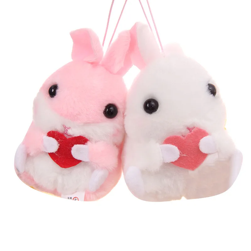 new Cute Love Rabbit Plush Pendant Three Color Doll Keychain Couple Backpack Pendant Cute doll couple gift