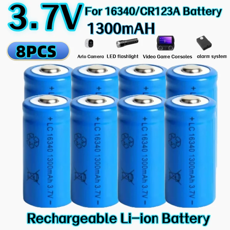 1-20PCS 3.7V 1300mAh 16340 CR123A Oplaadbare Li Batterijen en Voor LED Zaklamp Laser pen Voor 16340 CR123A Batterij