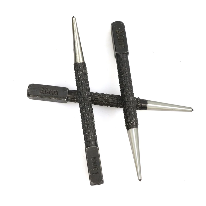 3pcs HSS Center Punch Stator Punching Automatic Center Pin Punch Spring Loaded Metalworking Drilling Tool Center Drill Bit