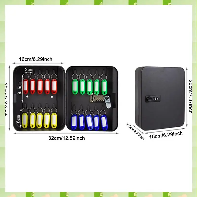 2025 Combination Key Cabinet 20 Key Hooks Key Box Wall Mounted Locking Key Organizer Key Cabinet Security Lock Box,Combination K