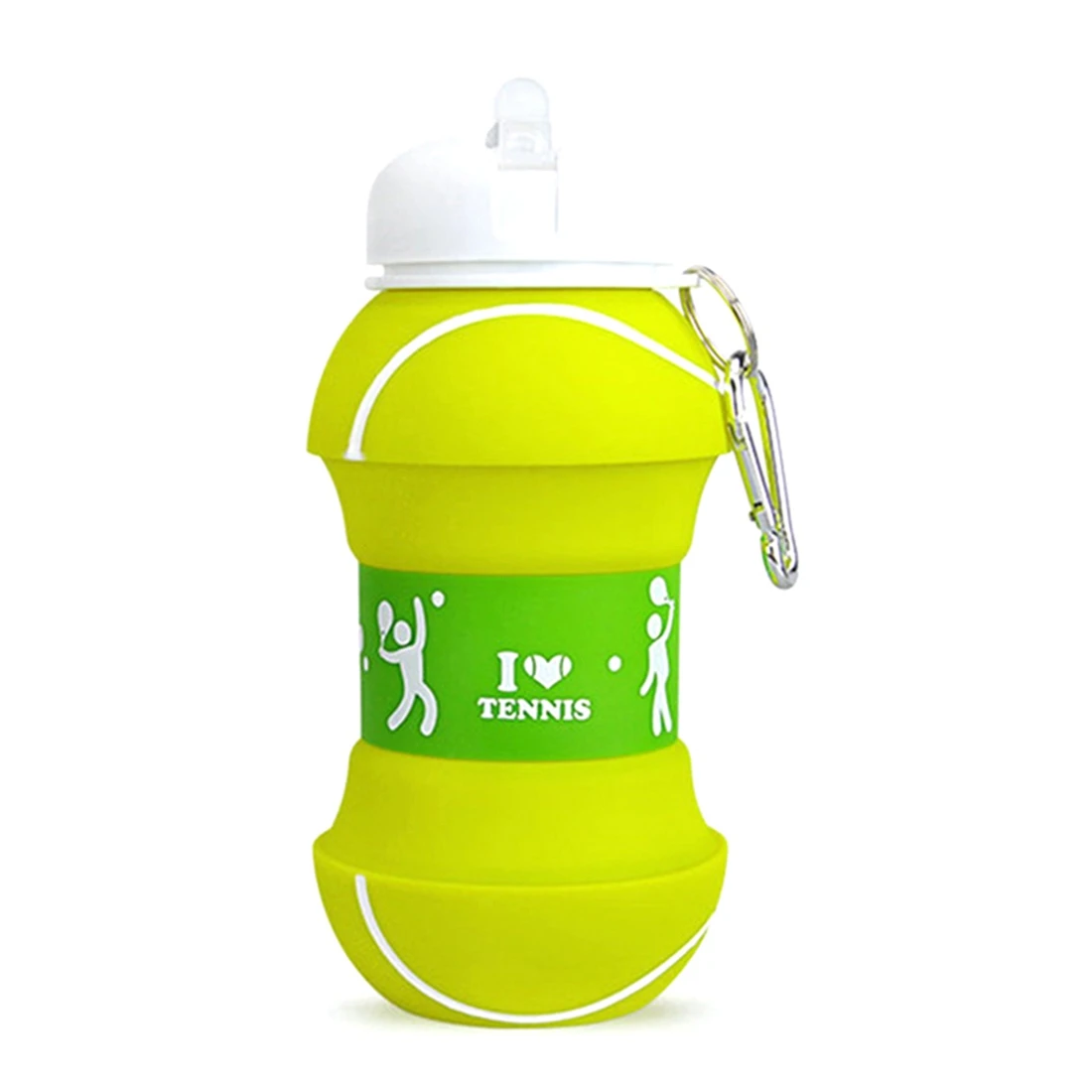 550ML Sports Silicone Fold Water Bottle Portable Kettle Travel Picnic Christmas Present for Adult Children(Tennis)