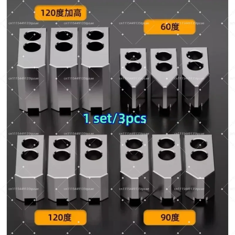 10/12 Inch Hydraulic Lathe Soft Jaw Set 60°/90°/120° Three Jaw Clamping Accessories 1 Set