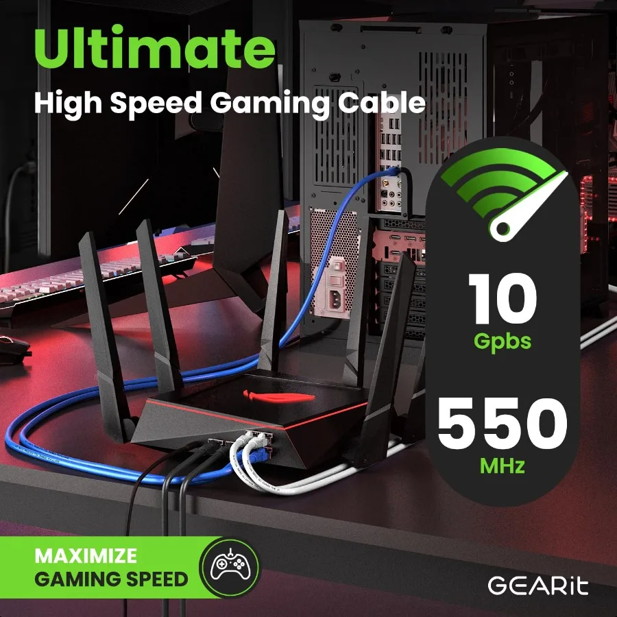 GEARit Cat 6 كابل إيثرنت حزمة 24 حزمة 1 قدم Cat6 إيثرنت التصحيح كابلات RJ45 شبكة التصحيح كابل 10 جيجابت في الثانية Snagl مطلية بالذهب Conne #5