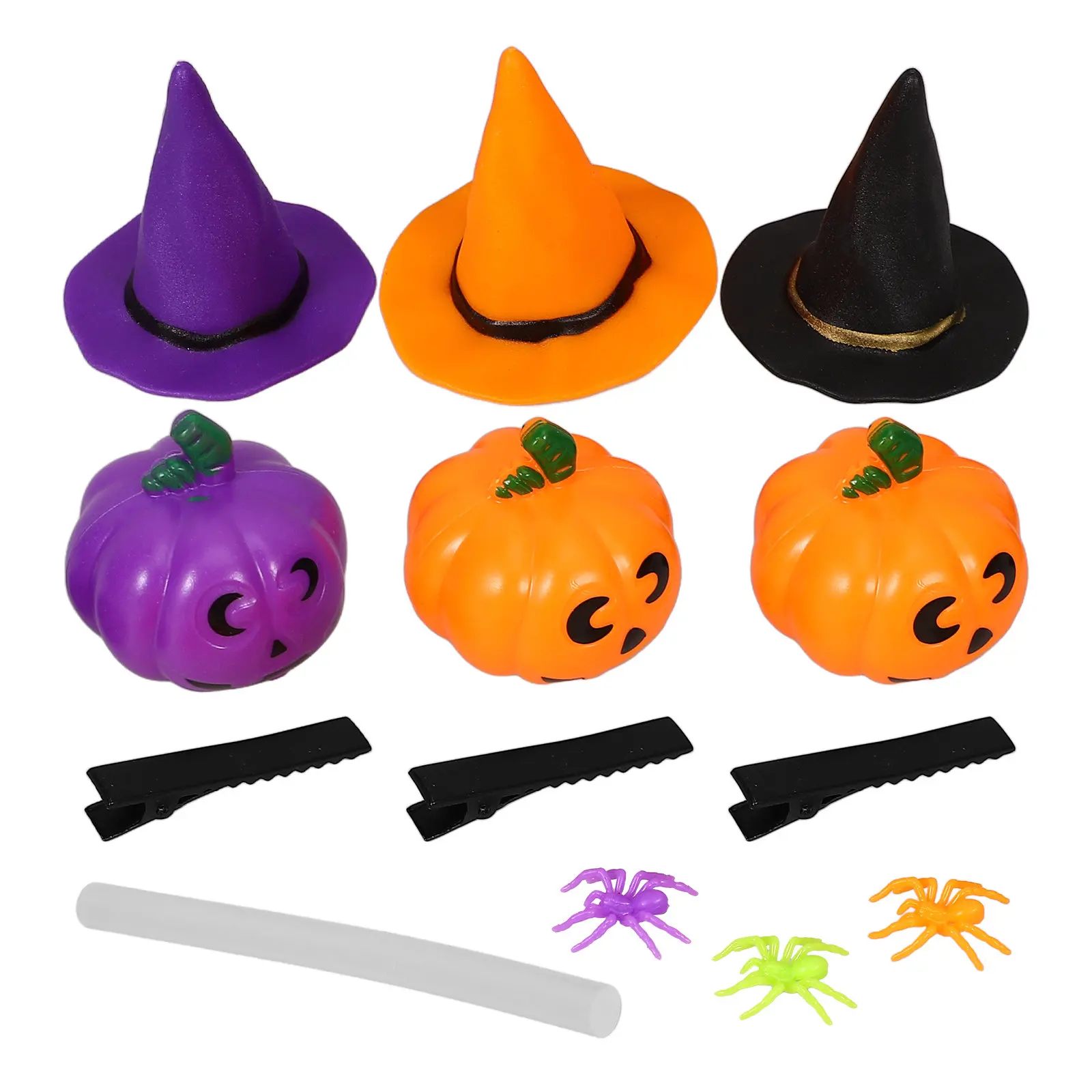

1Set Halloween Hair Clip DIY Material Spider Witch Hat Pumpkin Barrette Hairpin Making Kit Party Dress-Up Accessory Lightweight