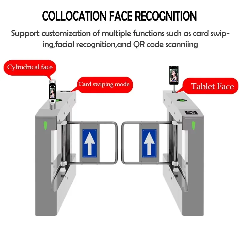 Intelligent Swing Barrier Gate with Facial Recognition Access Control System Stainless Steel Anti-Tailgating