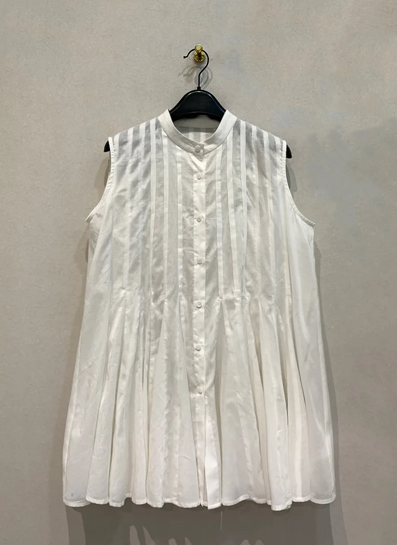 

Gagarich Japanese Spring Summer Retro Art Design Splicing Umbrella Shirt Loose Slim Casual Half Transparent Top Women