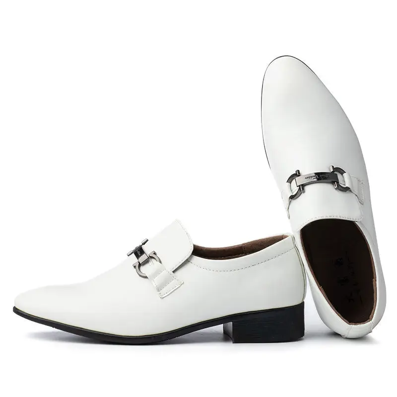 

Slip-on Breathable Solid Color Business Social Shoe for Men White Party Suit Leather Not Casual Footwear New 39 Dress Shoes Man