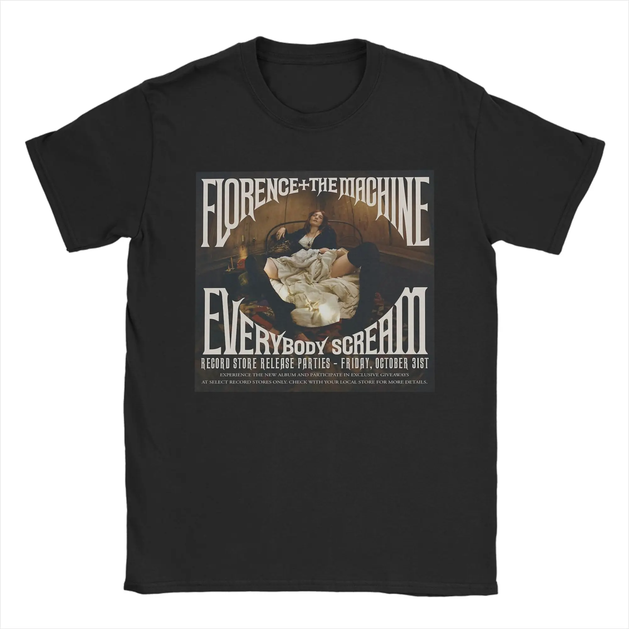 Florence + The Machine Everybody Scream Tour T-Shirts for Men  Awesome Pure Cotton Tees Crew Neck Short Sleeve T Shirt  Clothing