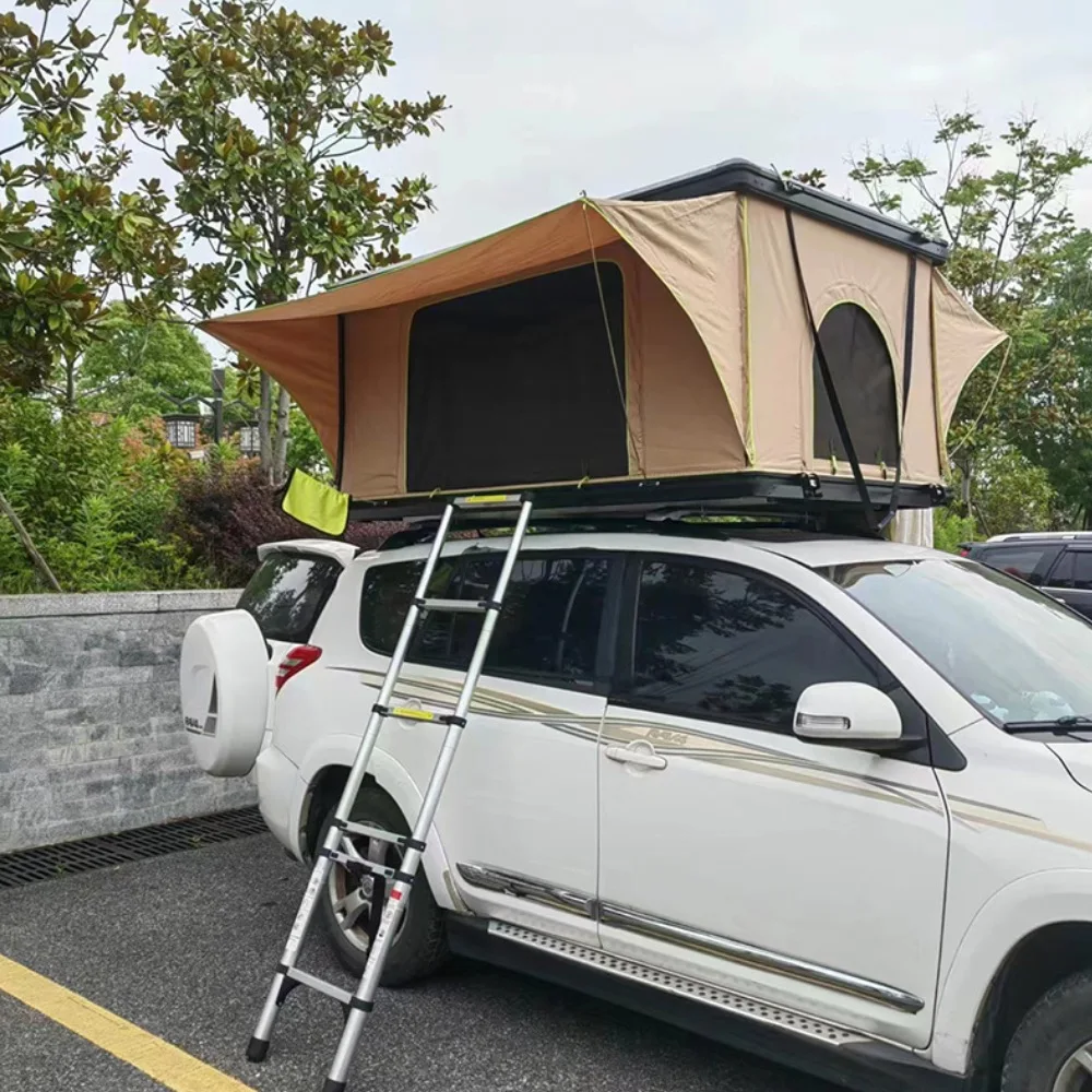 Outdoor Self-driving Camping Car Roof Tent Waterproof Soft Shell With Automatic Folding Function