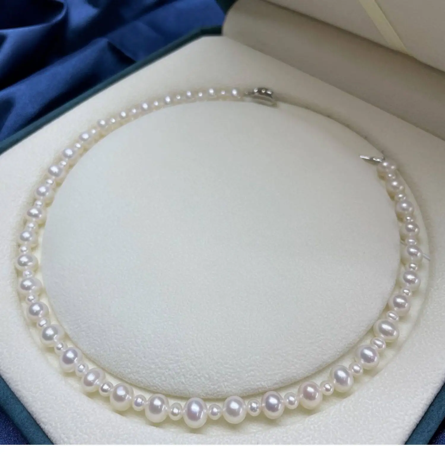 Natural Pearl AAAA4-7mm Pearl Necklace 16in-18in/925s Button Size Customized Size