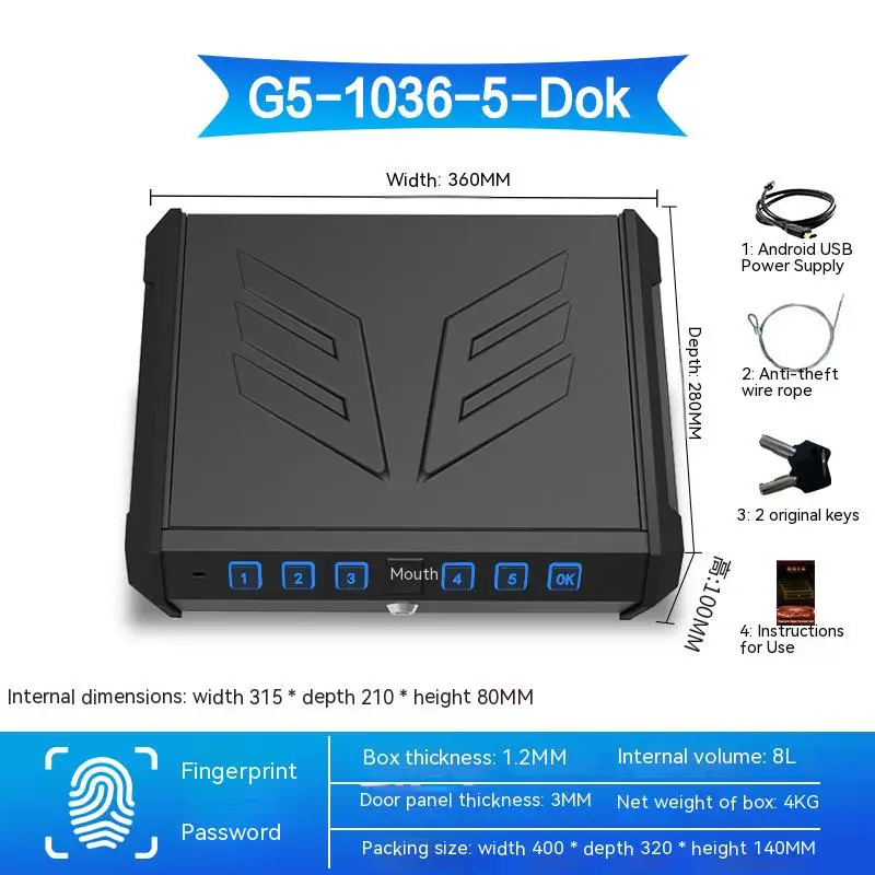 Imagem -03 - Biometric Gun Safe For Pistols Quick Access Pistol Safe Dispositivo de Segurança de Arma de Fogo com Bloqueio de Impressão Digital ou Key Pad