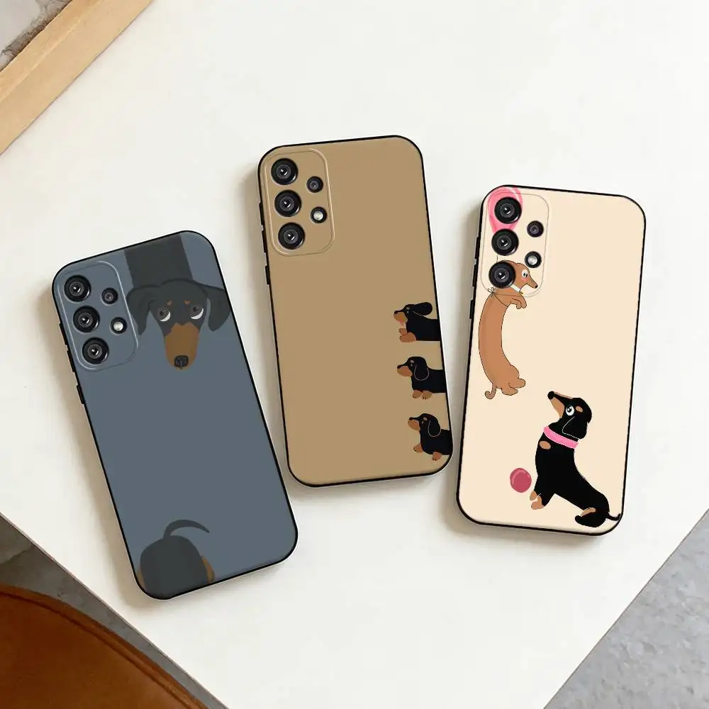 C-Cute Dachshund   Phone Case For Samsung S25,S24,S21,S22,S23,S30,Ultra,S20,Plus,Fe,Note,10,9,5G Black Cover