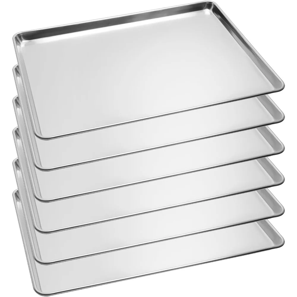 

6 Pack Full Size Baking Sheet Pan, Aluminum Commercial Cookie Sheet Pan, Durable & Anti-Stick 26”x 18”