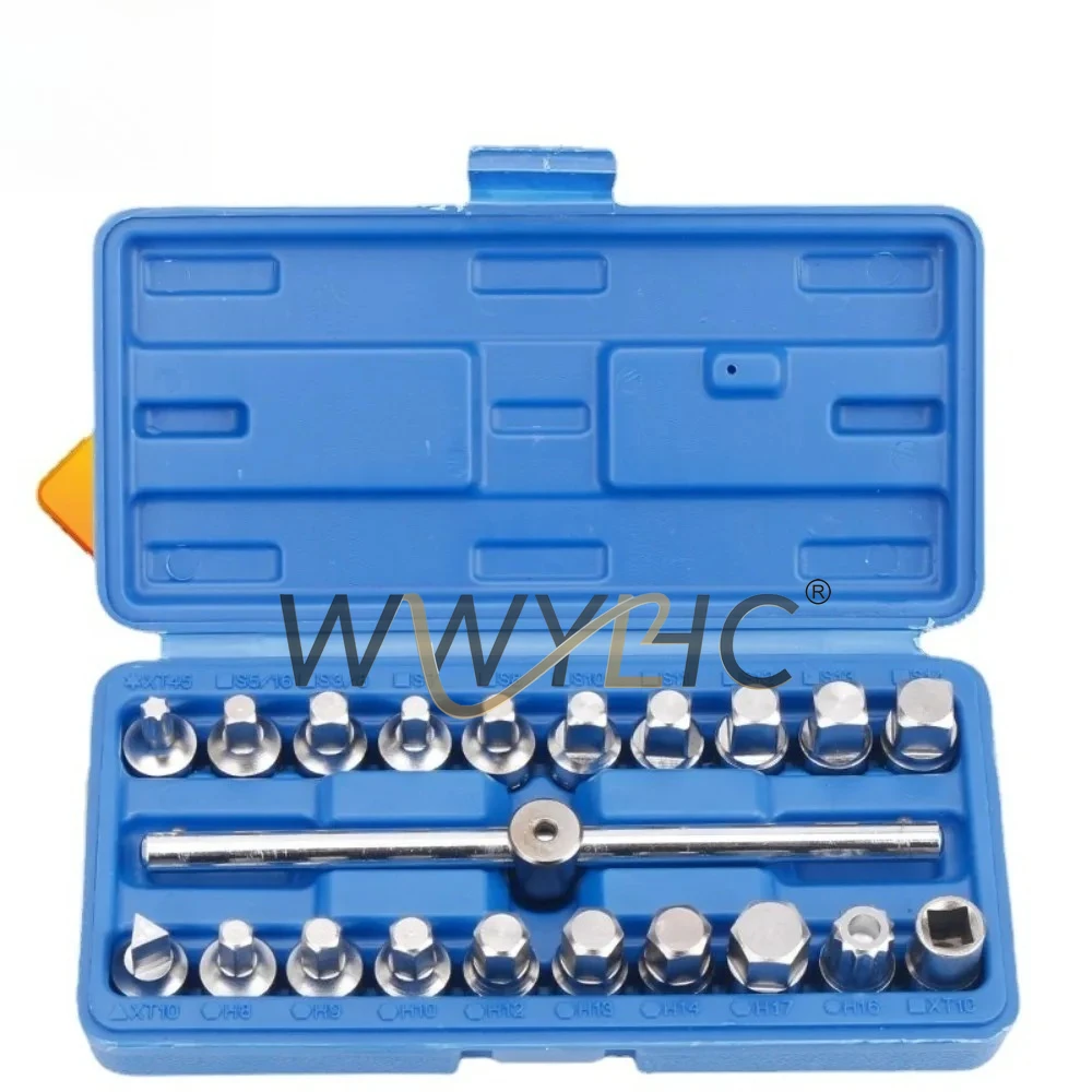 21 Pieces  Pan Oil Drain Screw Wrench, Car Protection Four Corners and Hexagons, Oil Change, Maintenance Drain Tool