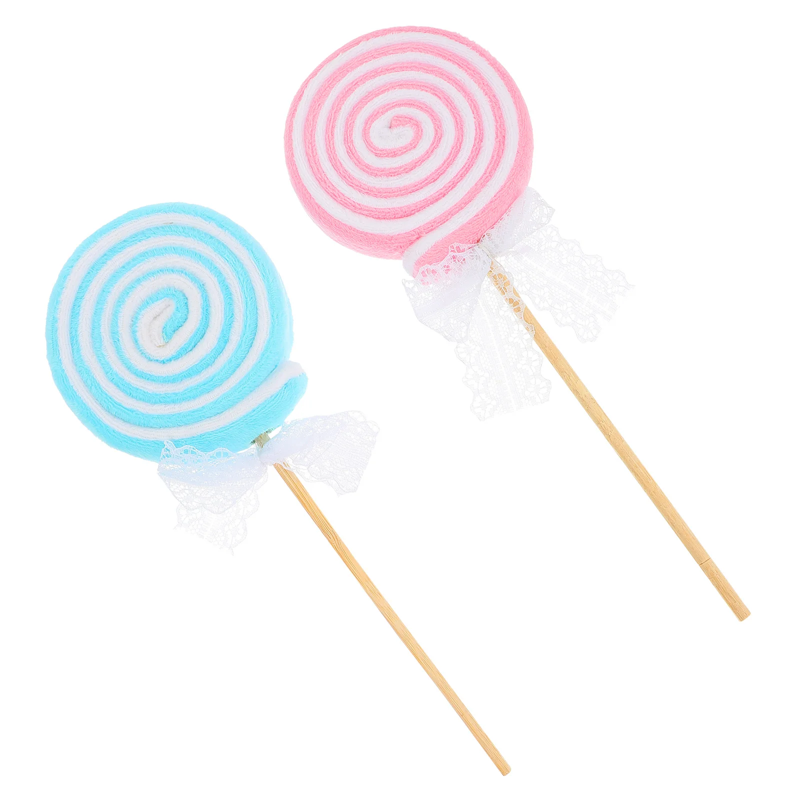 

2Pcs Lollipop Fairy Wand Delicate Fake Food Adornment Realistic Appearance Photography Prop Lollipop Scene Ornament Set