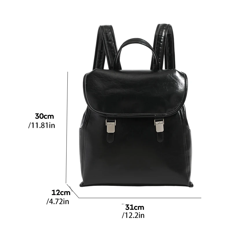 Korean-Style Large-Capacity Fashionable Flip-Top Backpack, Back-To-School Season School Backpack, Pu Anti-Theft Laptop Bag, Backpack for Work, Business Trips, and Travel, British-Style Retro College Student Backpack