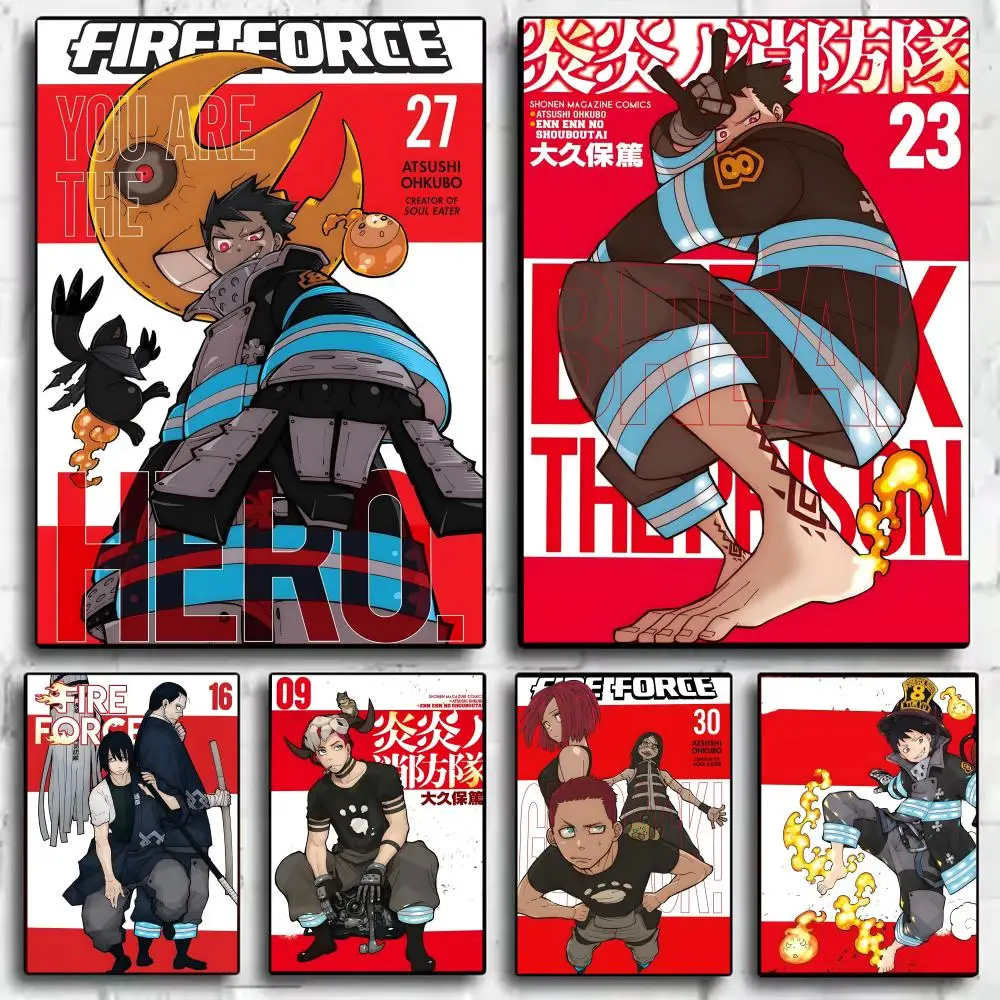 Fire F-Force Anime Poster HD Self-Adhesive Wall Stickers Mural Painting｜Decals for Bedroom & Living Room｜Home Decor Gift
