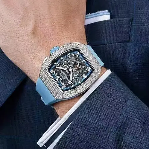 BONEST GATTI Men Automatic Watch Tonneau Mechanical Wristwatch Sapphire Mirror Luminous Multi-Dial Month Week Date 24 Hours