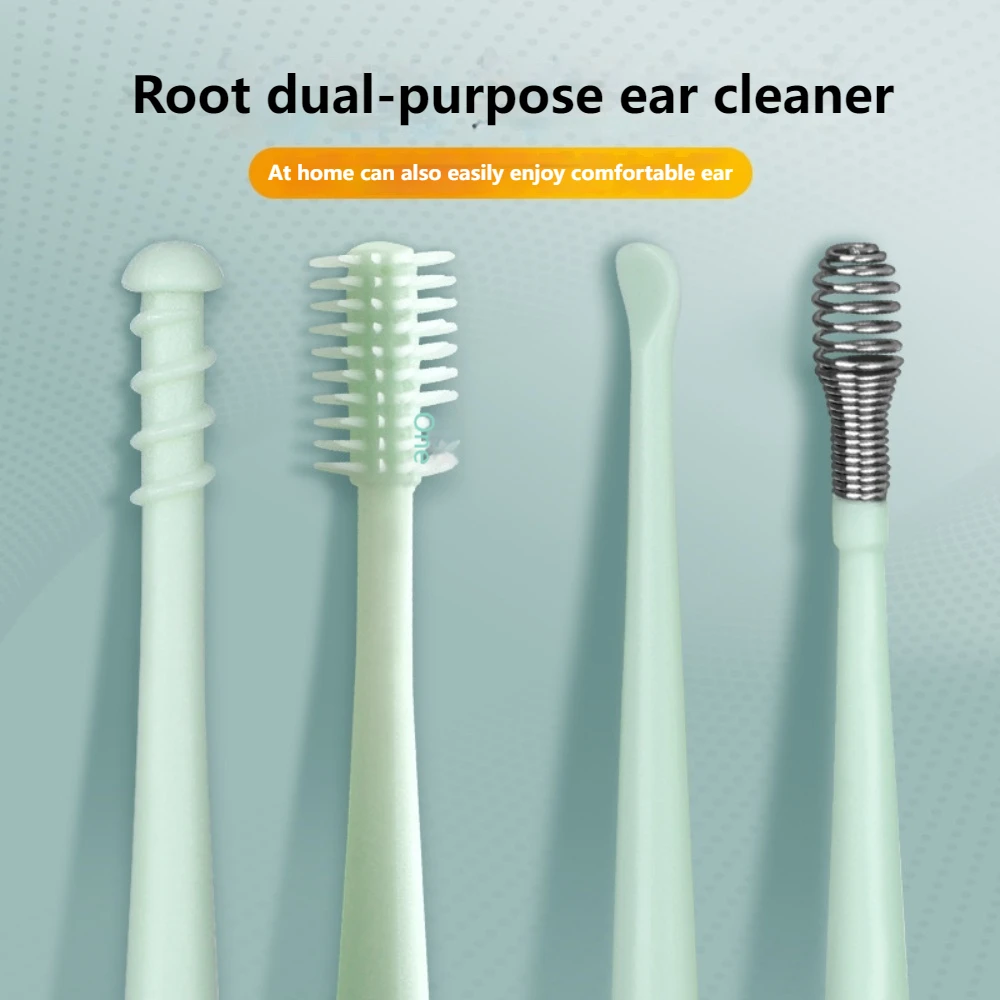 Double Silicone Soft Head Rotary Screw Earpick Ear Picking Tool Massage Ear Cleaner Earscoop Rod