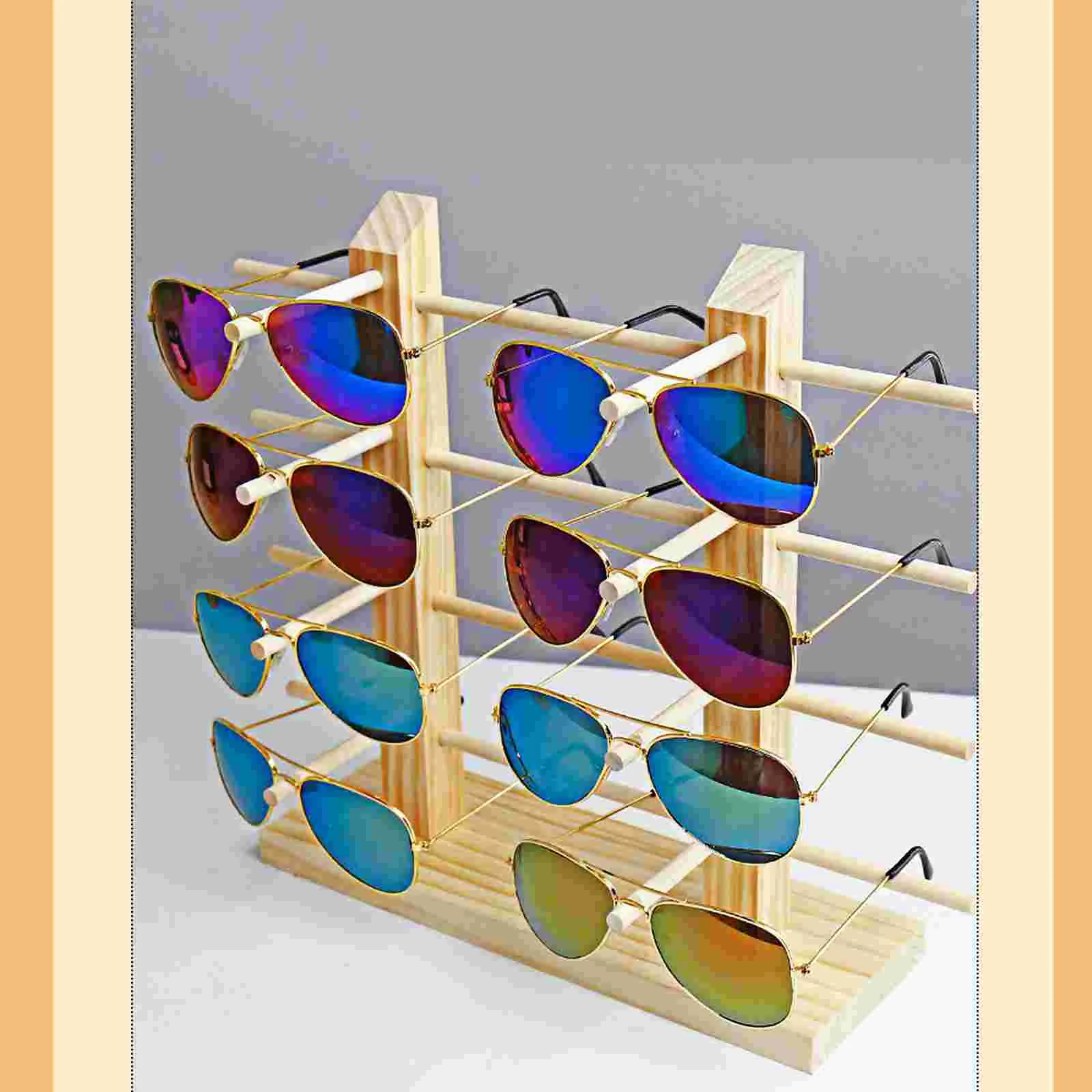 

Glasses Display Stand Eyeglasses Organizer Holder Wooden Accessories Storage Sunglasses Rack Solid Shelf