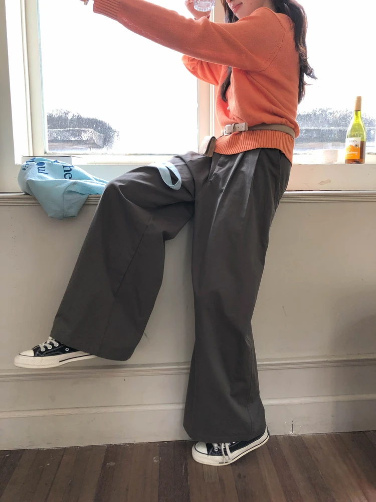 

High Waist Straight Leg Wide Leg Pants Women's Loose Lazy Sle Casual Trousers Spring New Arrival Slimming Effect Long Pants