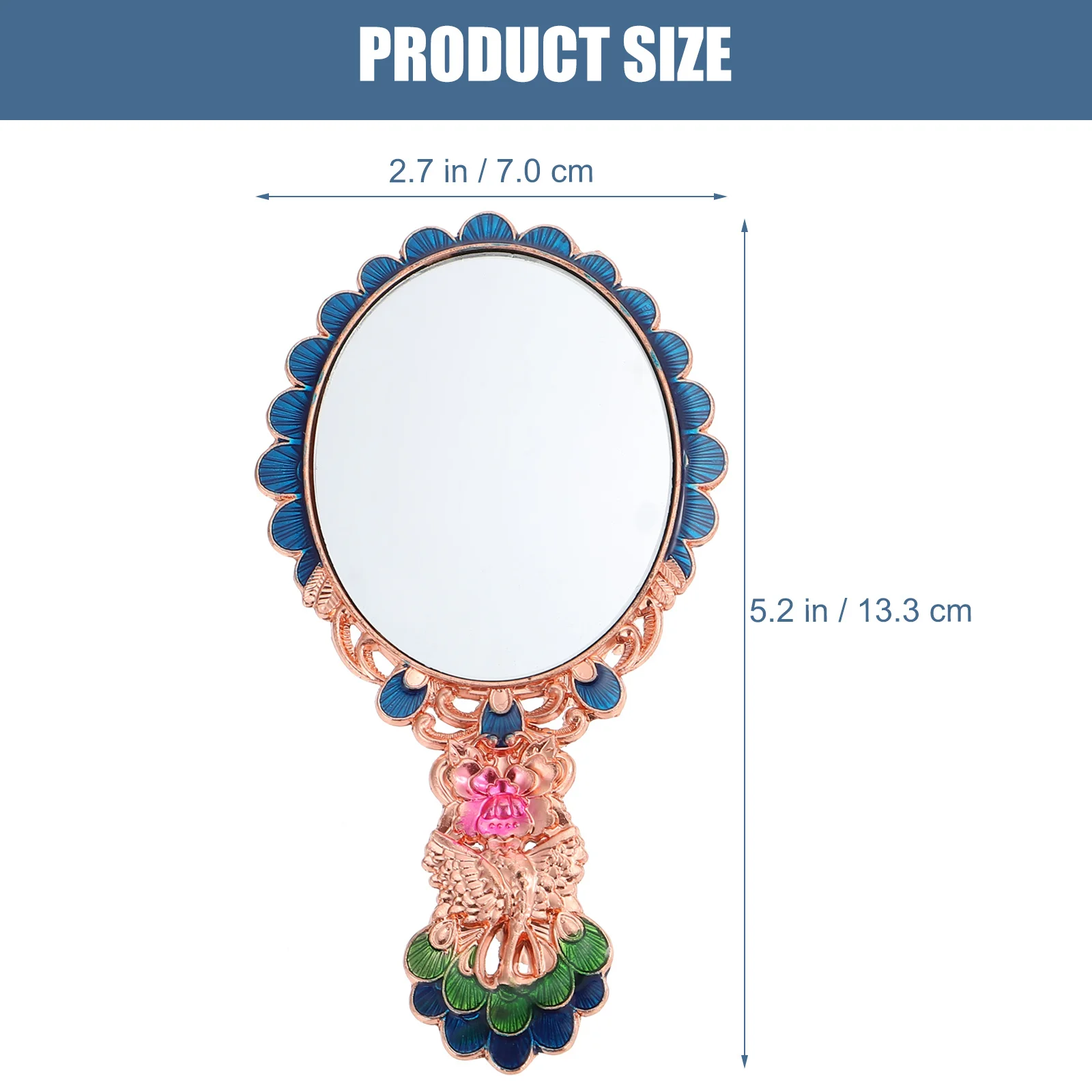 1Set Retro Makeup Mirror Handhold Design High Definition Reflective Surface with Comb Kit for Outdoor Compact Vanity Essential