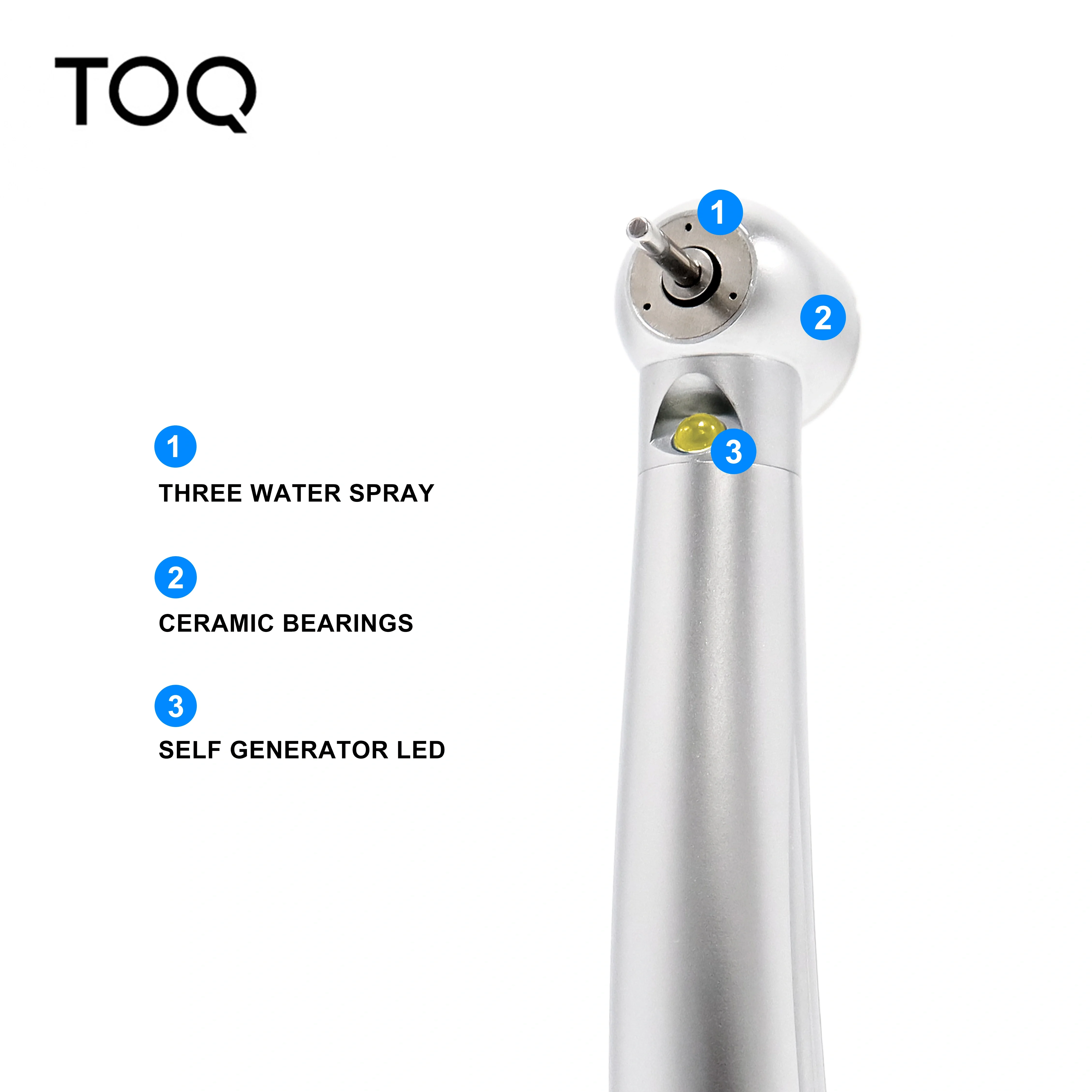 Dental LED E-generator Push Button High Speed Handpiece Air Turbine Triple Water Spray Hand piece 4hole 2hole