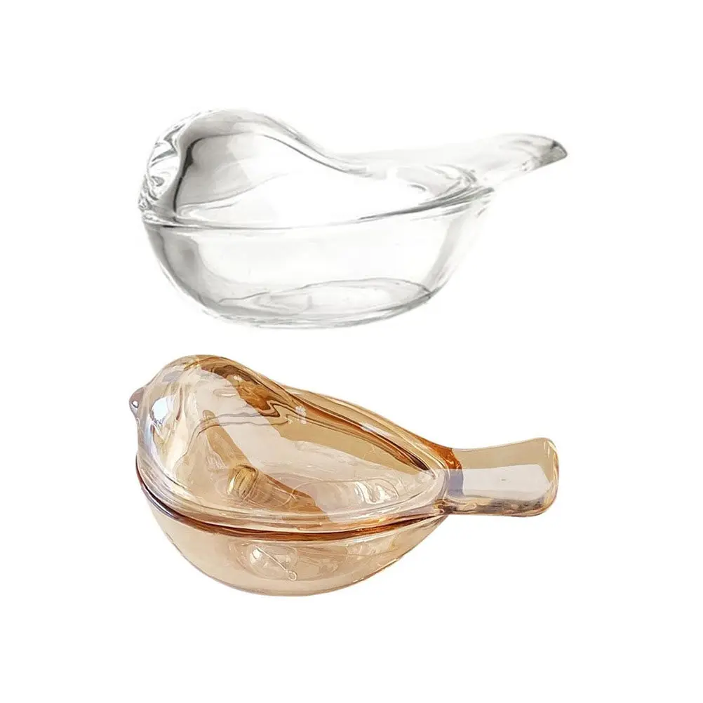 2Pcs Jewelry Storage Jar Glass Bird Shape Desktop Organizer for Rings Earrings Home Decor Chic Craft Container