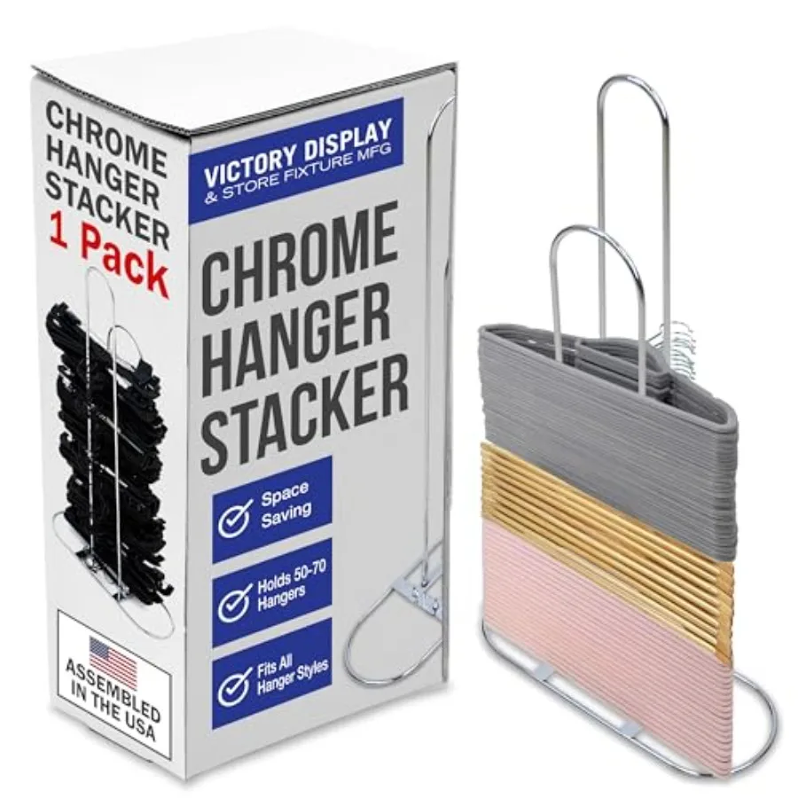 

Металлическая подставка для вешалок Victory Display с хромированным покрытием - вмещает 50-70 вешалок - для использования в жилых помещениях, розничной торговле и примерочных - экономия места
