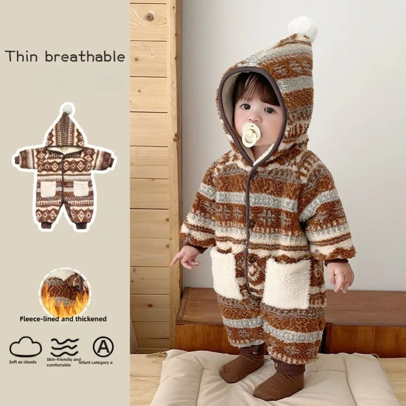 New Autumn Winter Fashion Baby Onesie Thickened Warm Baby Clothes for Outdoor Climbing in Cold Weather  D5112701