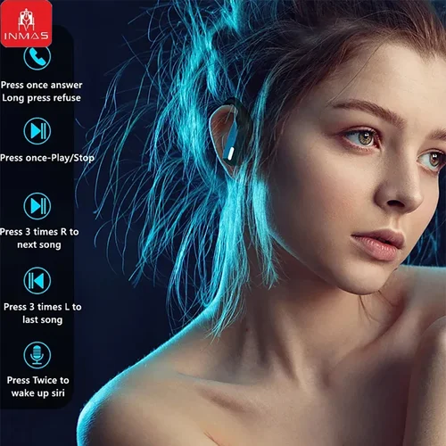 Imagen 2 del producto INMAS-auriculares inalámbricos T17, audífonos con Bluetooth y cancelación de ruido, pantalla LED, resistentes al agua, deportivos, para juegos