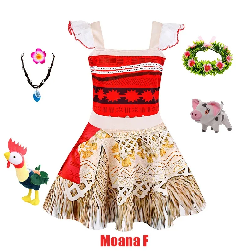 ديزني فيلم موانا ماوي الوشم زي الاطفال الفتيات الفتيان فستان الأميرة فيانا تأثيري الأطفال حفلة عيد ميلاد الحيوانات الأليفة خنزير صيد السمك