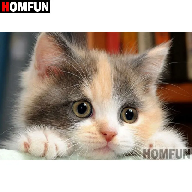 

HOMFUN 5D DIY Diamond Painting Full Square/Round Drill "Animal cat" Embroidery Cross Stitch gift Home Decor Gift A09454
