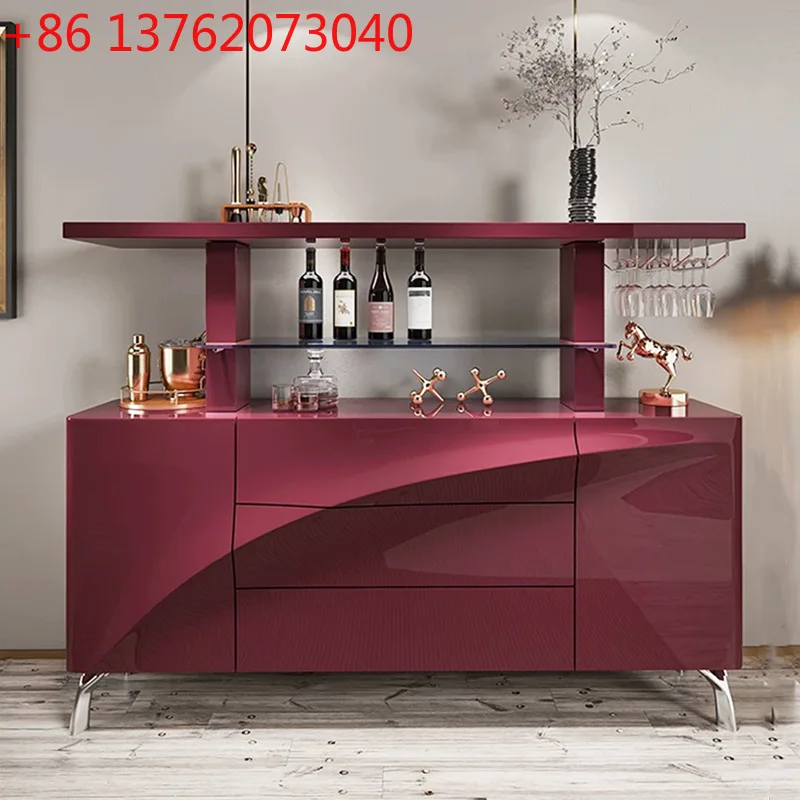 Italian light luxury high-end design wine cabinet living room household solid wood sideboard