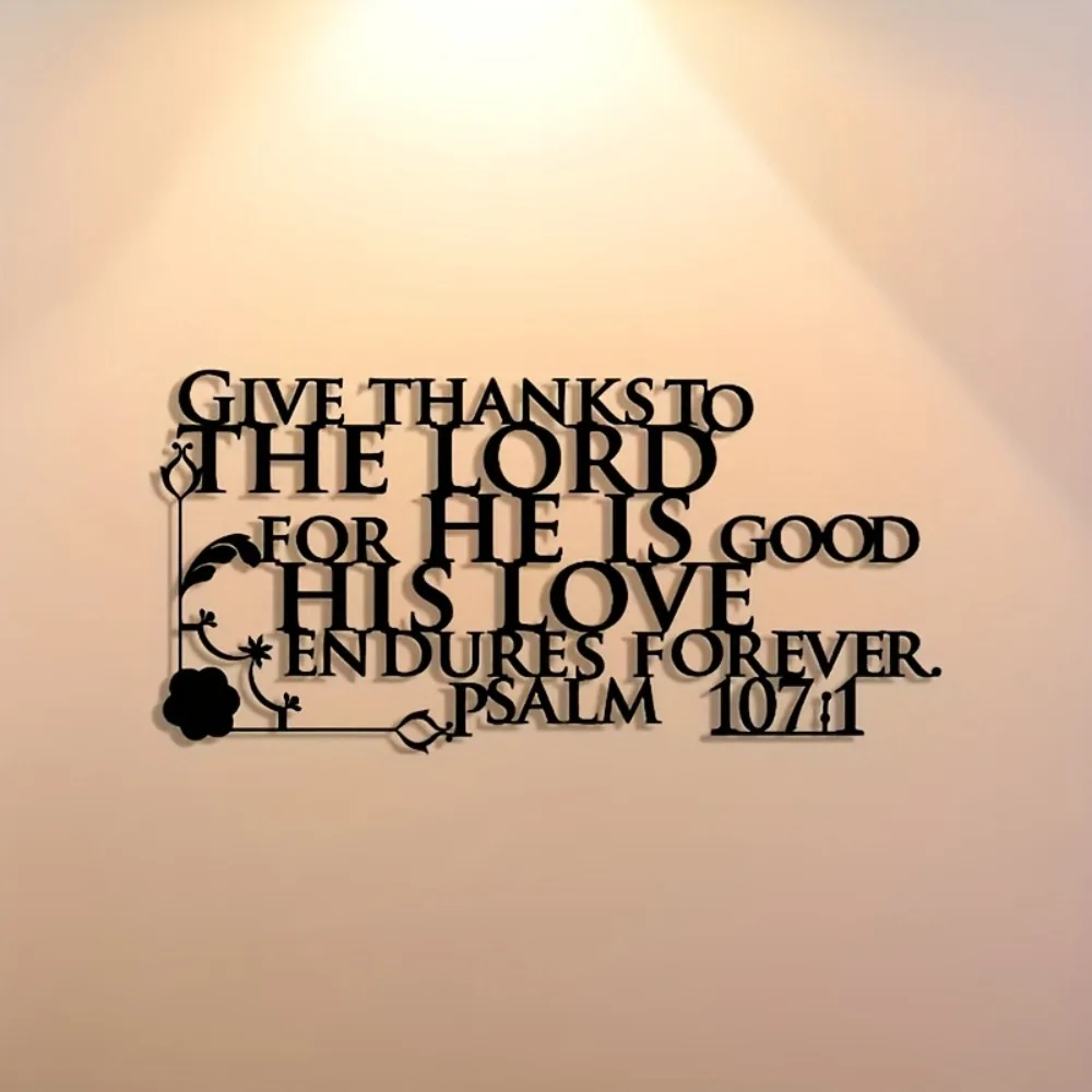 CIFBUY Psalm 107:1 Scripture Metal Wall Art Iron Sign Elegant Typography Decor For Home Office Living Room Bedroom Farmhouse