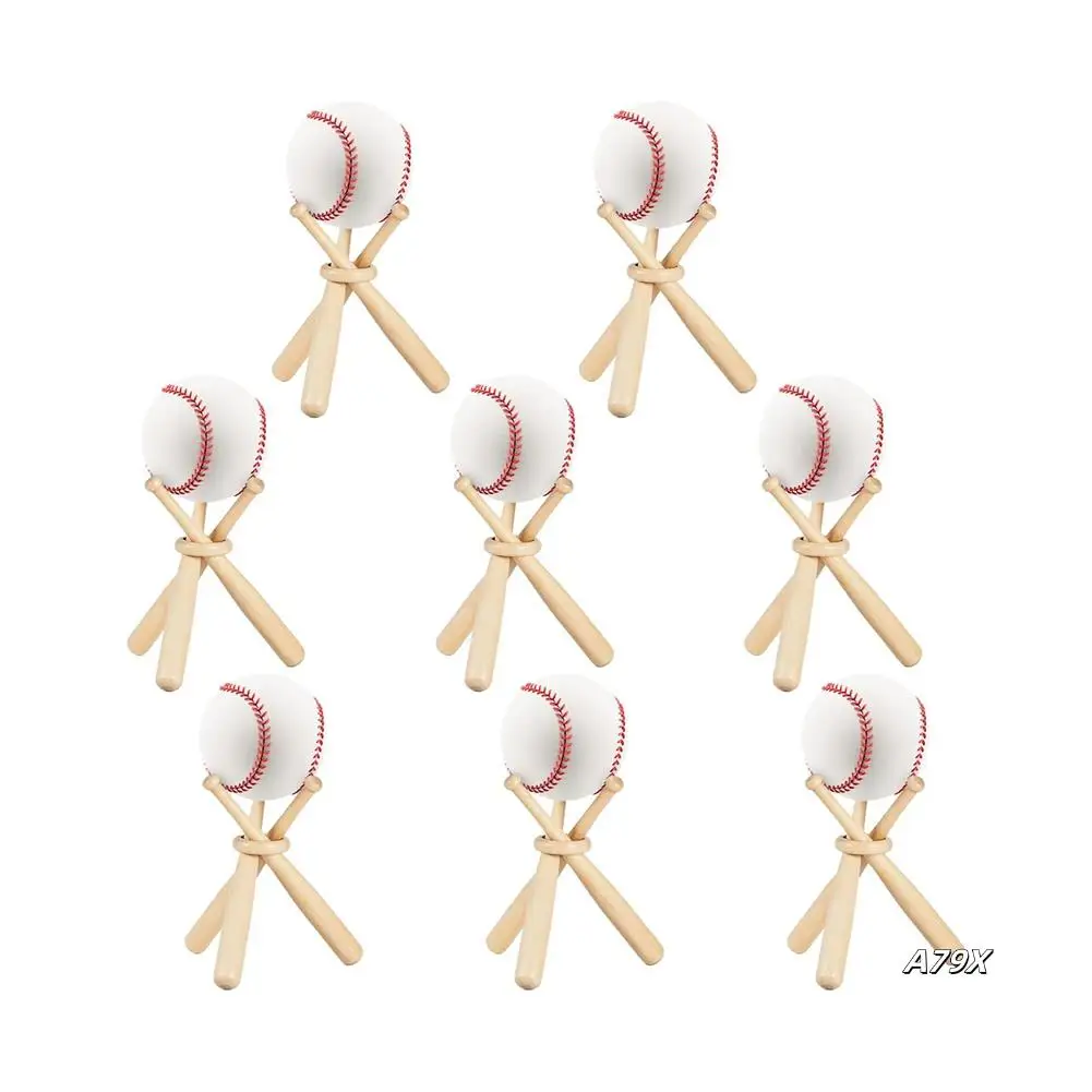 

8 Sets Baseball Stand Baseball Holders For Balls Display Baseball Bat Wooden Display Stand Holder Display Baseball