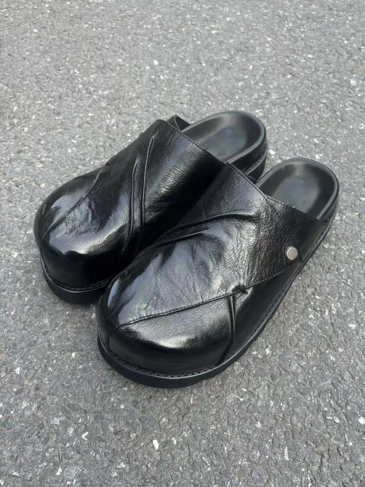 

Retro Handmade Leather f Slip-On Slippers for Men And Women Fall New Sle Thi Bot Sport Casual oes