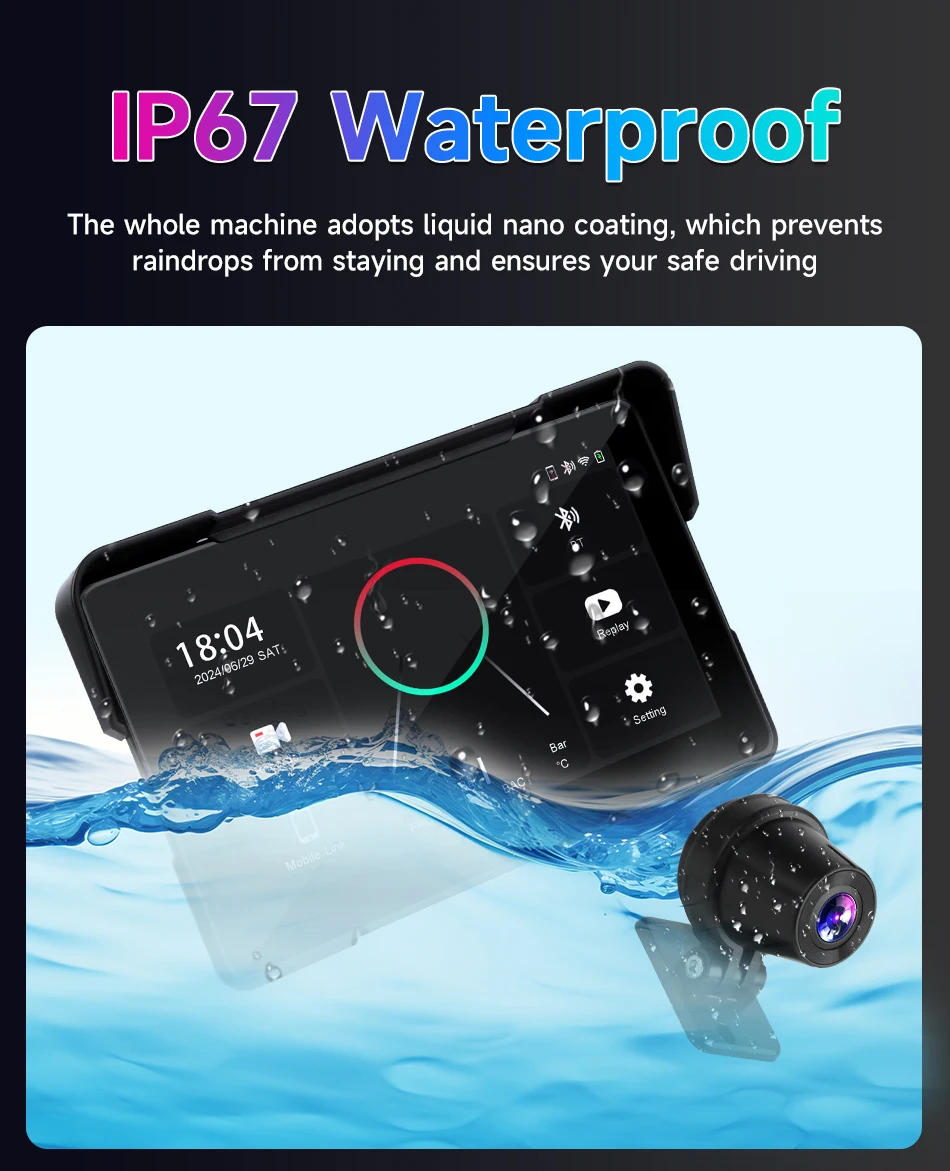Srnubi Tragbare Motorrad GPS Navigation Wasserdichte Drahtlose Carplay 5/7 "Bildschirm Motorrad Android Auto Bluetooth Monitor DVR – Detail 11