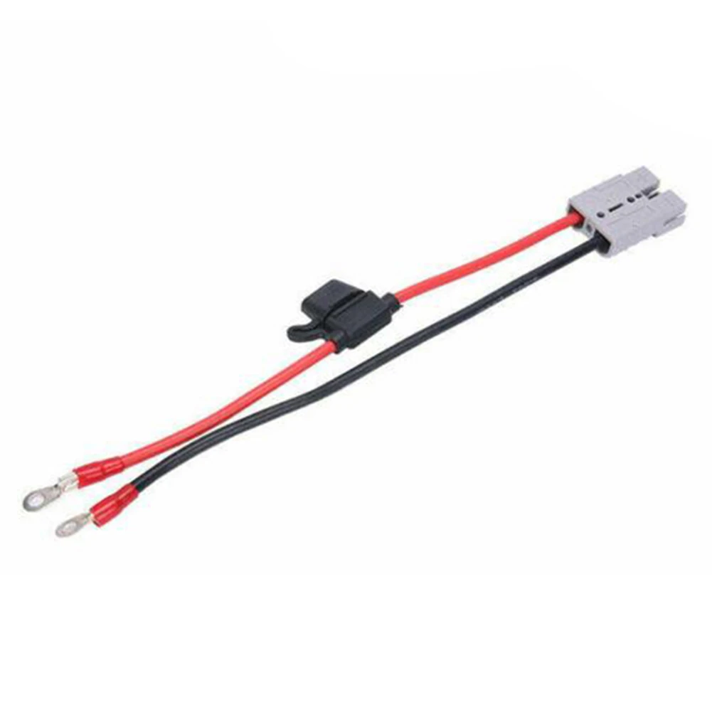Battery Connector Cable 50A with M8 Terminal 10AWG Wire 2m Length Kit Featuring Weatherproof Jacket and Replaceable Blade Fuse