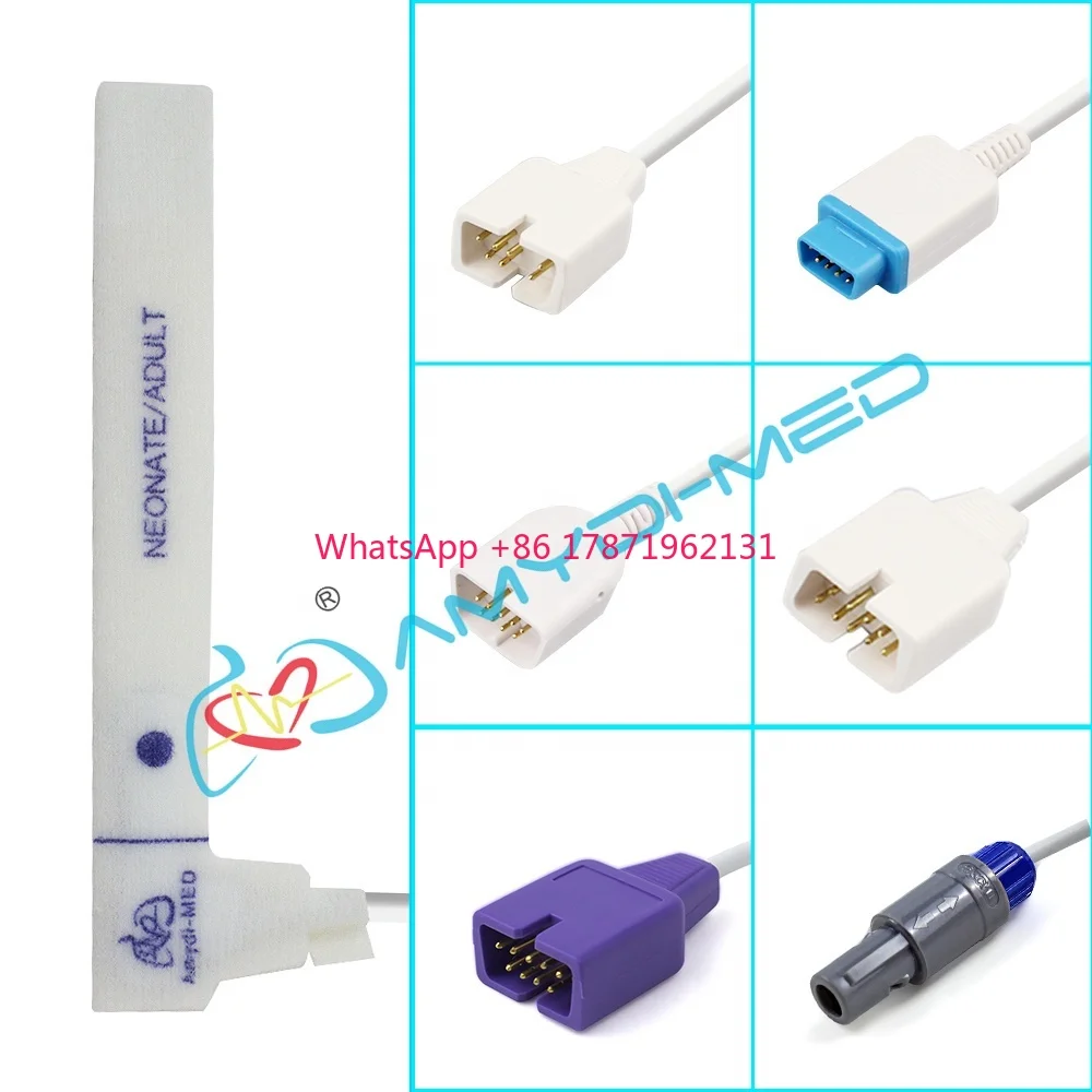 Amydi-med Compatible For NIHON KOHDEN DB9-9P SpO2 Probe  0.9m White Cable Adult Neonatal Sponge Sp02 Sensor