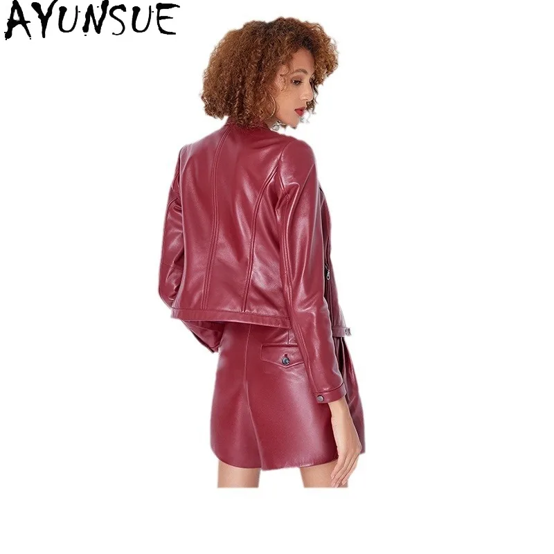 AYUNSUE Genuine Leather Jacket for Woman 2025 Real Sheepskin Womens Motocycle Jackets Spring Autumn Clothes Косуха Женская