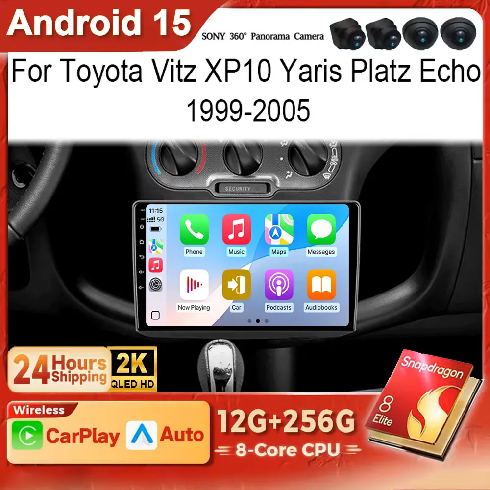 

Android 15 Car radio GPS Stereo For Toyota Vitz XP10 Yaris Platz Echo 1999 - 2005 4G Multimedia Video player Carplay Autoradio