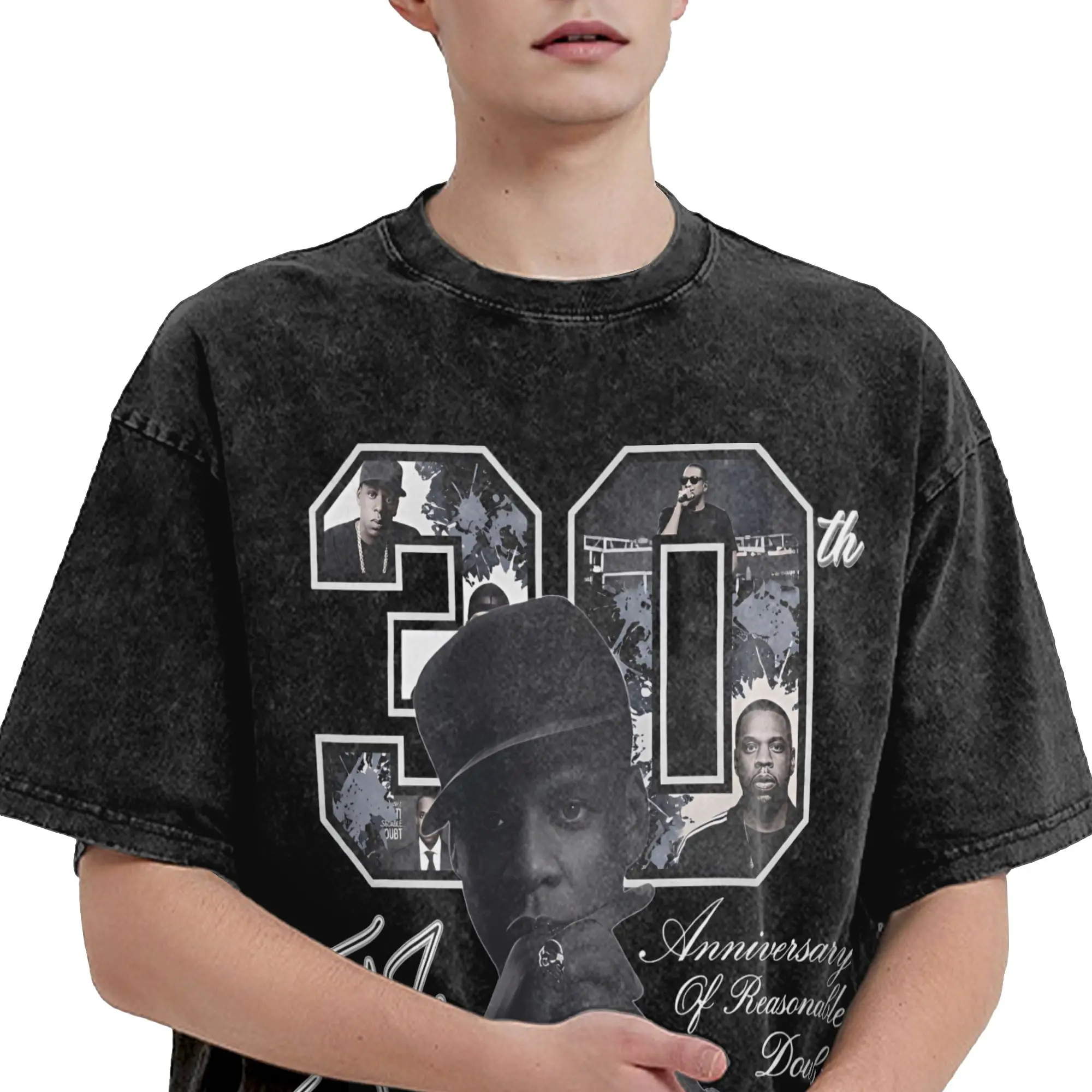 Jay Z 30th Reasonable Doubt 25th Blueprint JAŸ-Z 30 Tour  Washed T Shirt Streetwear Hip Hop Casual T-Shirts  Tees Tops Men Women
