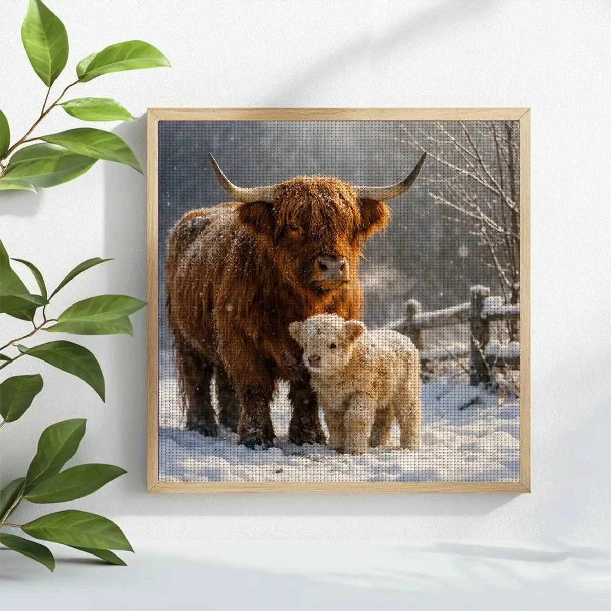 1pc 30X30CM/11.8inch Highland cattle Stamped Cross Stitch Kit DIY Kit 11/14/16CT DIY Embroidered Set DIY Cross-Stitch Set