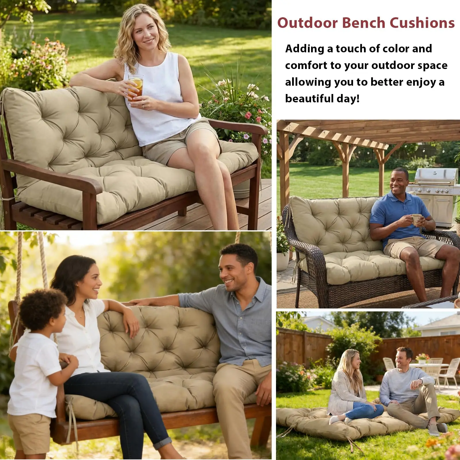 Swing Cushions 2-3 Seater Replacement,Outdoor Porch Swing Cushion Waterproof Thicken 4