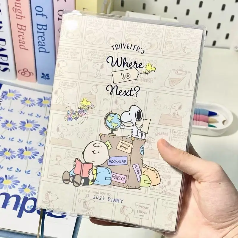 2025 Anime Snoopy Notebook B6 Student Weekly Planner Notebook Color Inner Page Diary Draft Notepad Student Writing Stationery