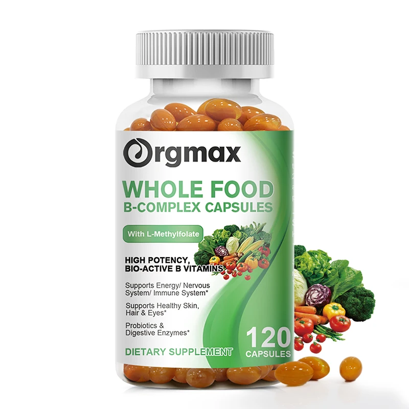 Orgmax-cápsula de vitamina B compleja B12, ácido fólico, biotina, Reduce el estrés, mejor estado de ánimo, sistema nervioso, suplemento de energía para la salud