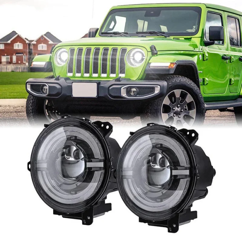 Suitable for 2018+ Wrangler JL Gladiator JT Owl Dual Halo 9inch LED Headlights