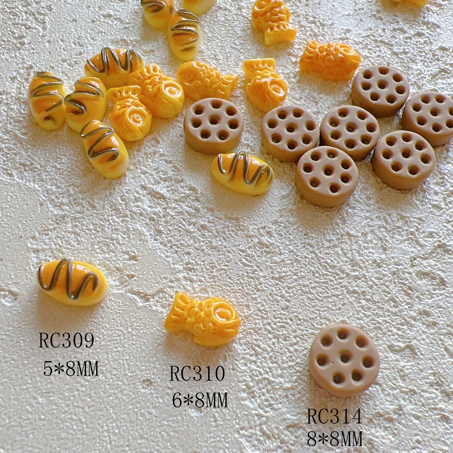 30pcs Cute Bread and Cookie Shape Nail Resin Decoration RC309-314